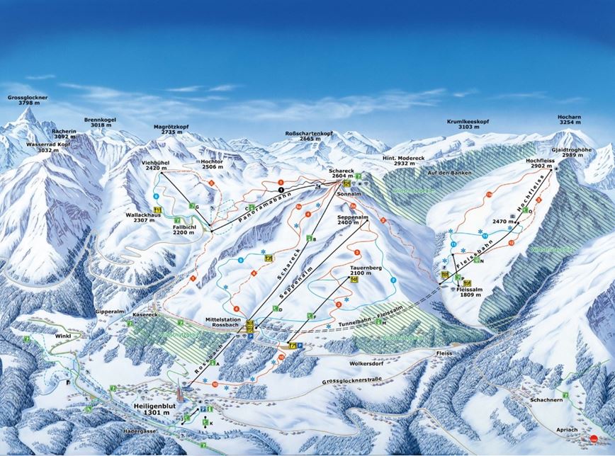 Mapa narciarska Grossglockner Heiligenblut. Geovita
